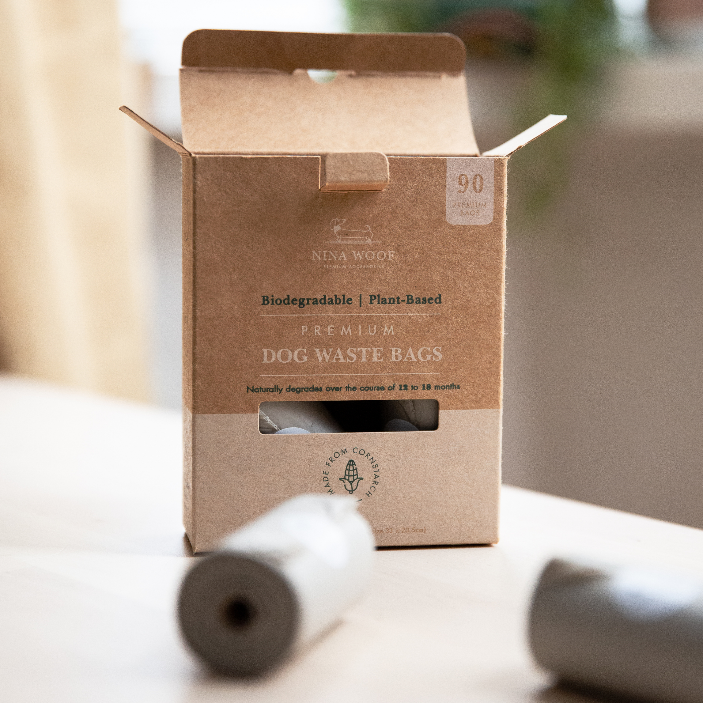Waste Bags - 90 bags (6 rolls) - Biodegradable and Compostable